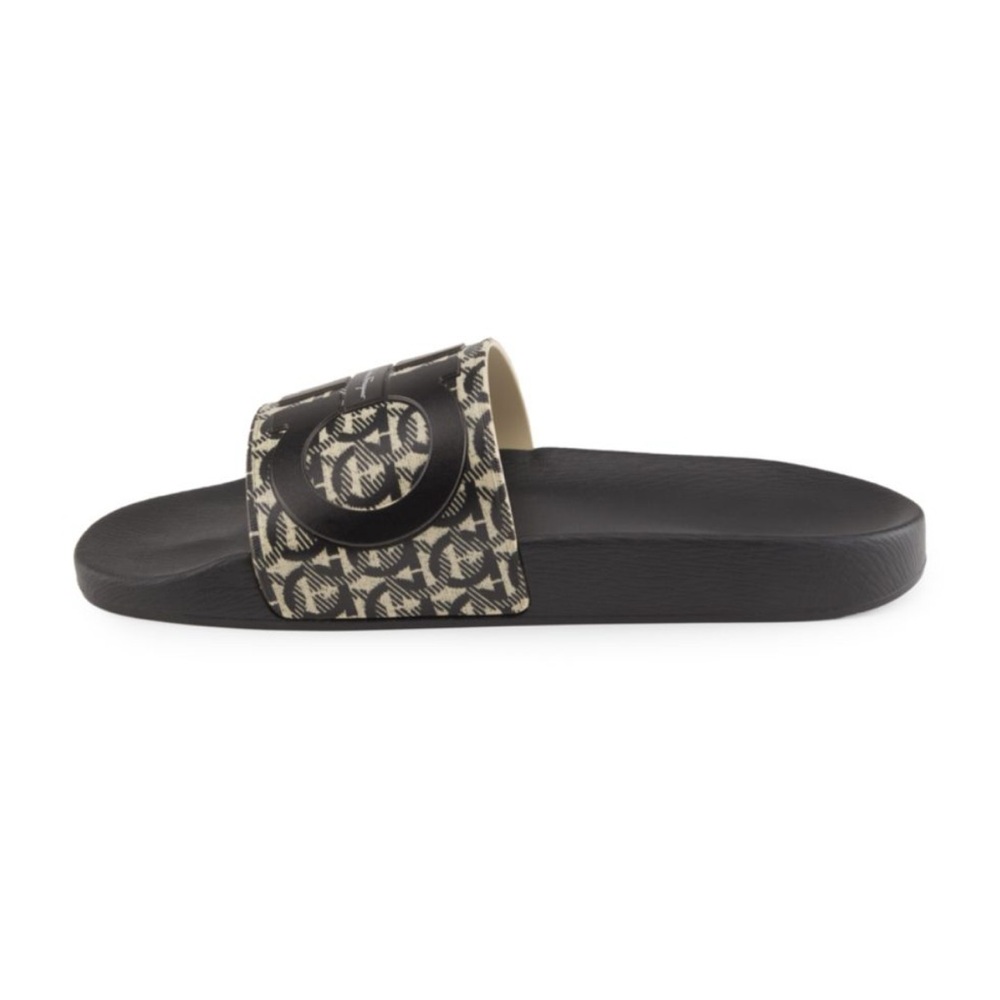 Salvatore Ferragamo Black and Beige Slide Sandals - Picture 4 of 9